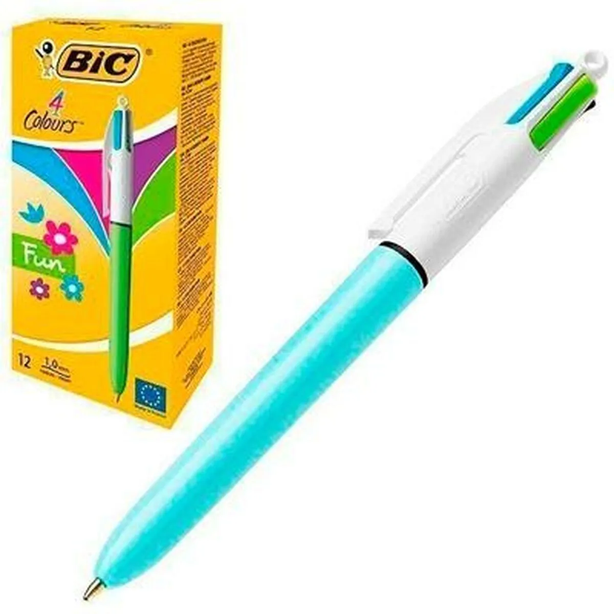 Sæt med Kuglepenne Bic Fun Blå Hvid (12 Dele)