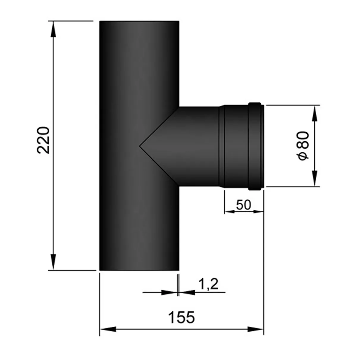 T-sektion Hun/Han Ø80mm