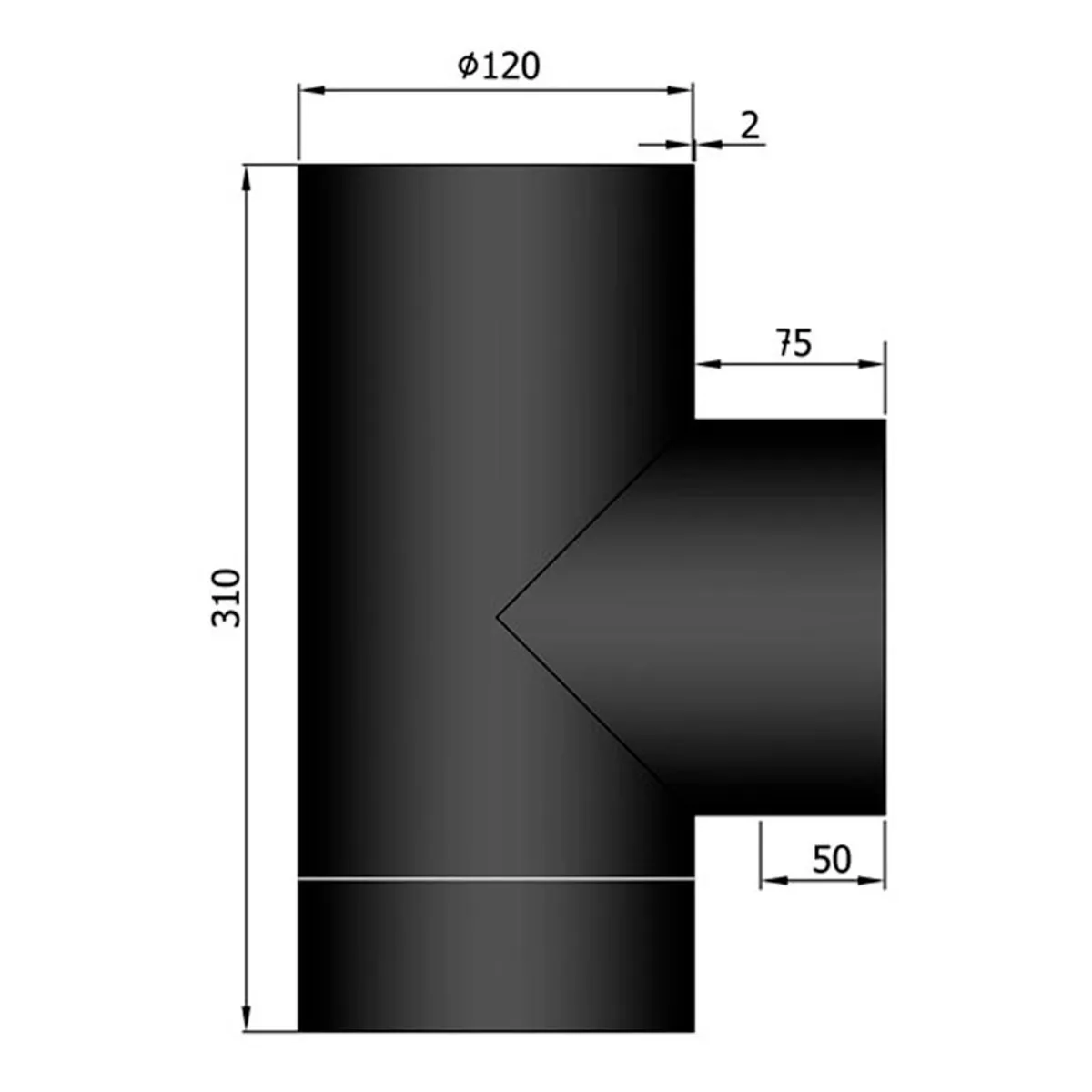 T-stykke Hun/Hun Ø120 mm