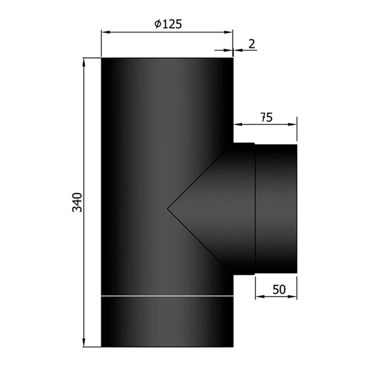 T-stykke Hun/Hun Ø125 mm