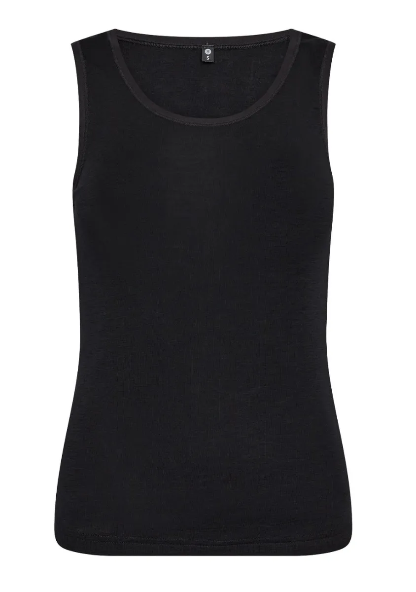 Tank top i 100% uld til kvinder, sort, str. 2XL