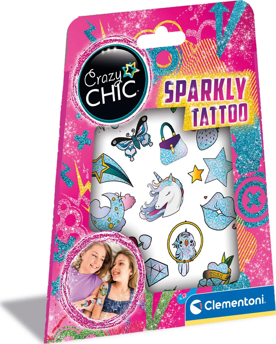 Tatoveringer Til Børn - Sparkly Tattoo - Crazy Chic - Clementoni