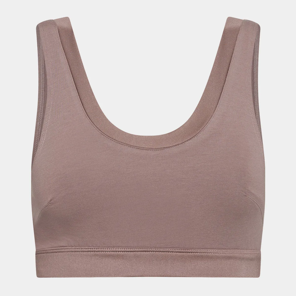 Taupe bambus BH top med feminine detaljer, S