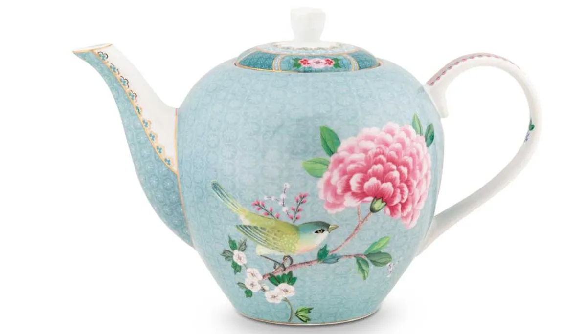 Tea Pot Large Blushing Birds Blue 1.6ltr