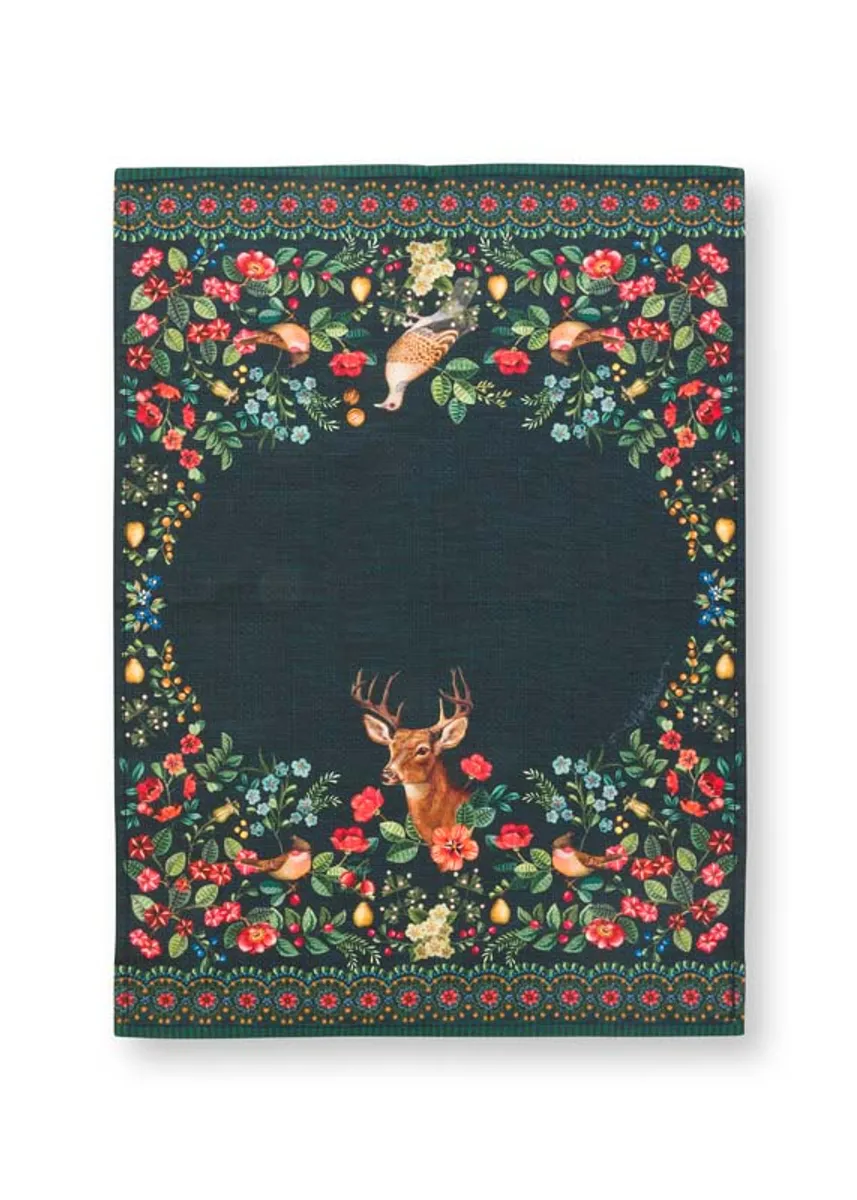 Tea Towel Winter Wonderland Deer All Over Dark Blue 50x70cm