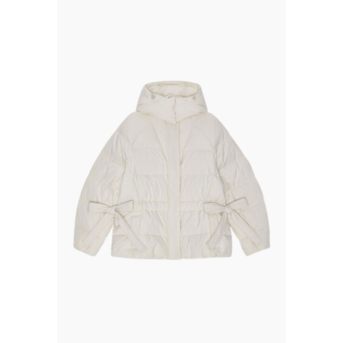 Tech Seersucker Oversized Puffer Jacket F9690 - Tofu - GANNI - Creme XXS/XS