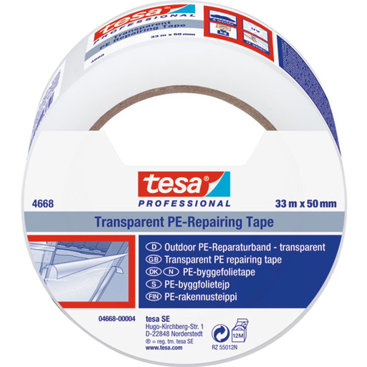 Tesa 4688 gaffatape, klar, 55 mm, 33 meter