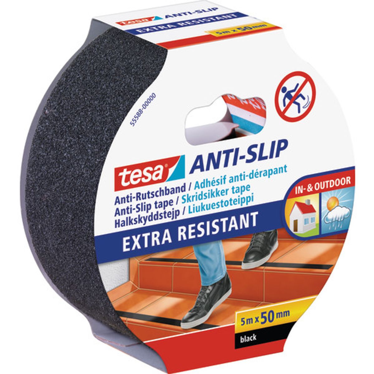 Tesa Anti-slip skridsikker tape, 5m x 50mm, sort