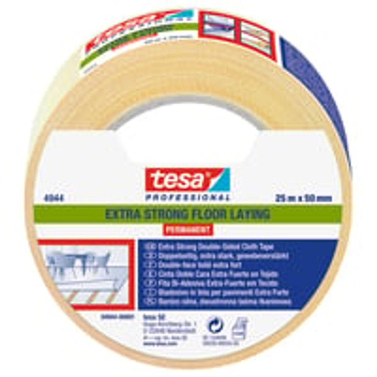 tesa dobbeltklbende tppetape 4944, permanent, 50 mm x 25 m