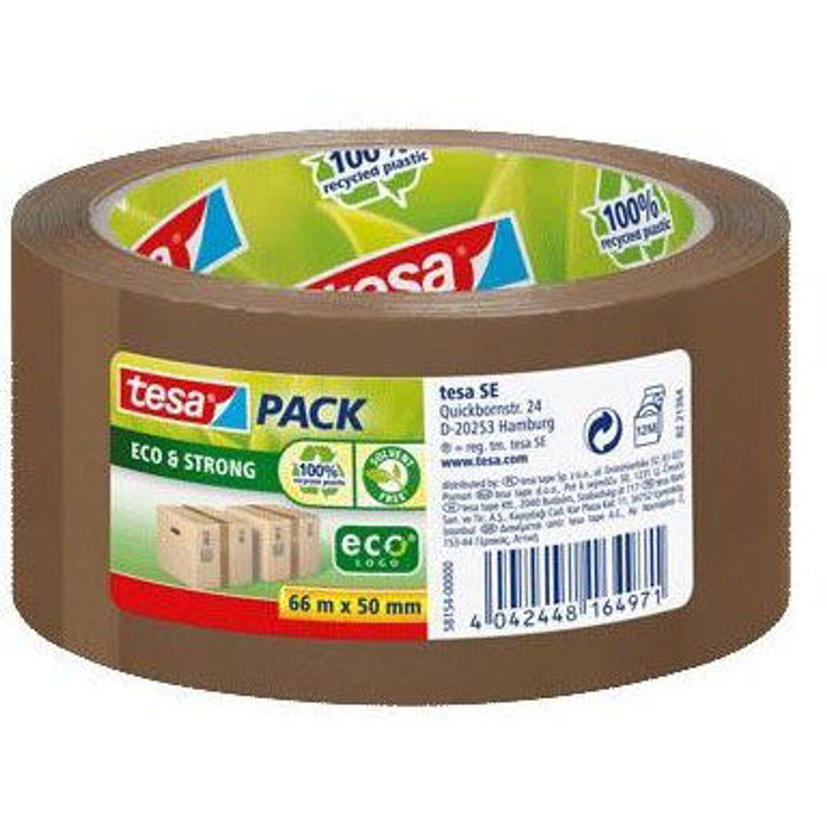 Tesa Eco & Strong pakketape PP/Genbrugsplast 56 my brun