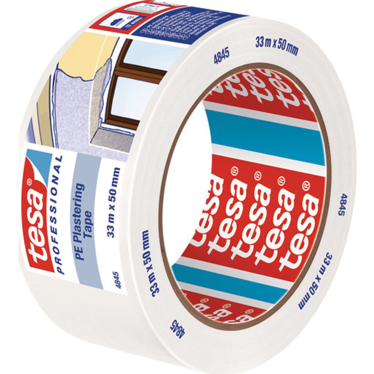 Tesa Professional byggetape, PE hvid, 50 mm, 33 meter