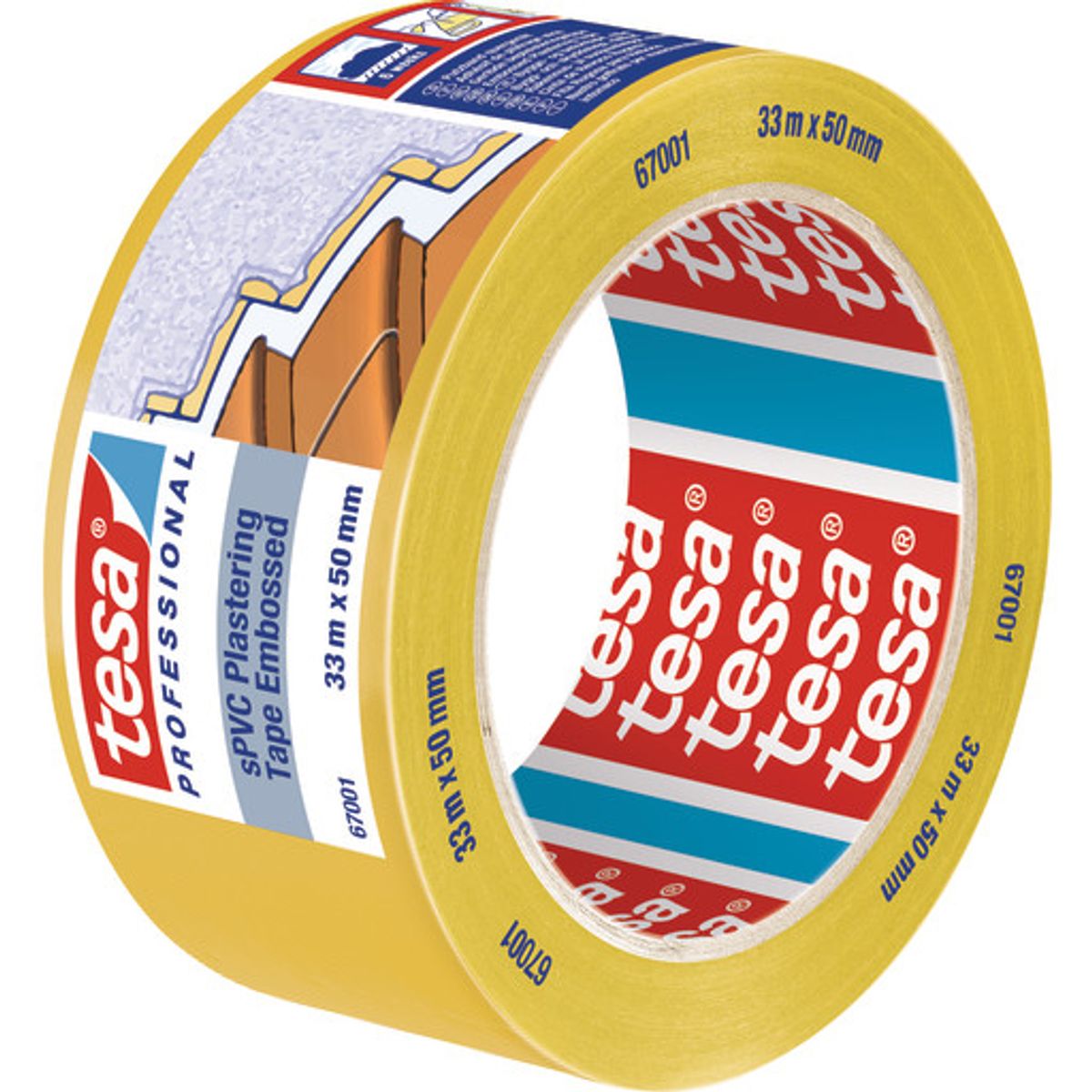 Tesa Professional byggetape, SPVC gul, 50 mm, 33 meter