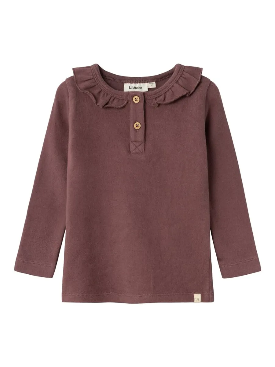 Thoro langærmet slim top - ROSE BROWN - 104