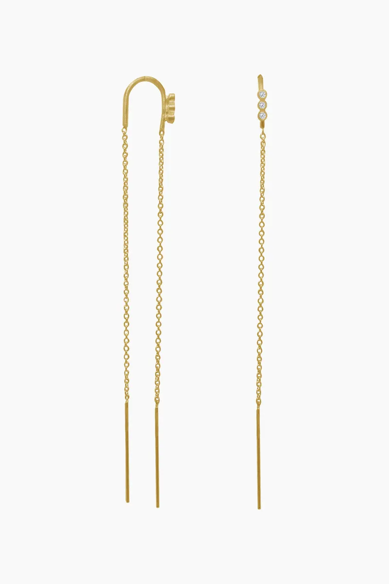 Three Dots Double Chain Earring Piece - Gold - Stine A - Guld One Size