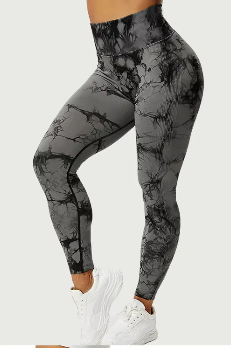 Tie Dye scrunch leggings DarkGrey - Small / DarkGrey