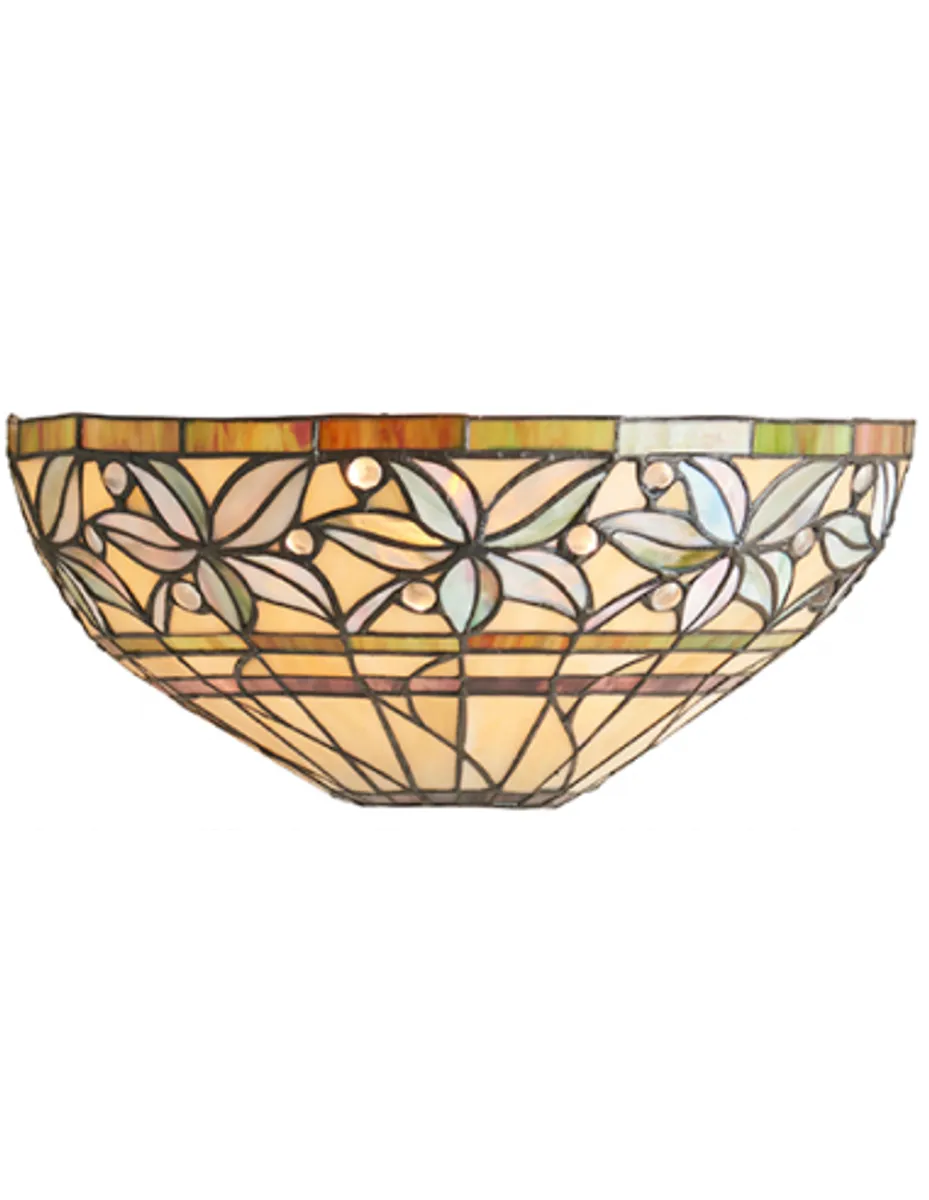 Tiffany Ashtead Væglampe i stål og glas B35 cm 1 x E14 - Antik bronze/Multi