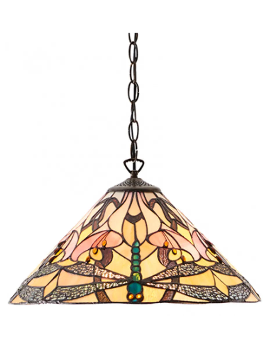 Tiffany Ashton Loftlampe i stål og glas Ø41 cm 1 x E27 - Antik bronze/Multi