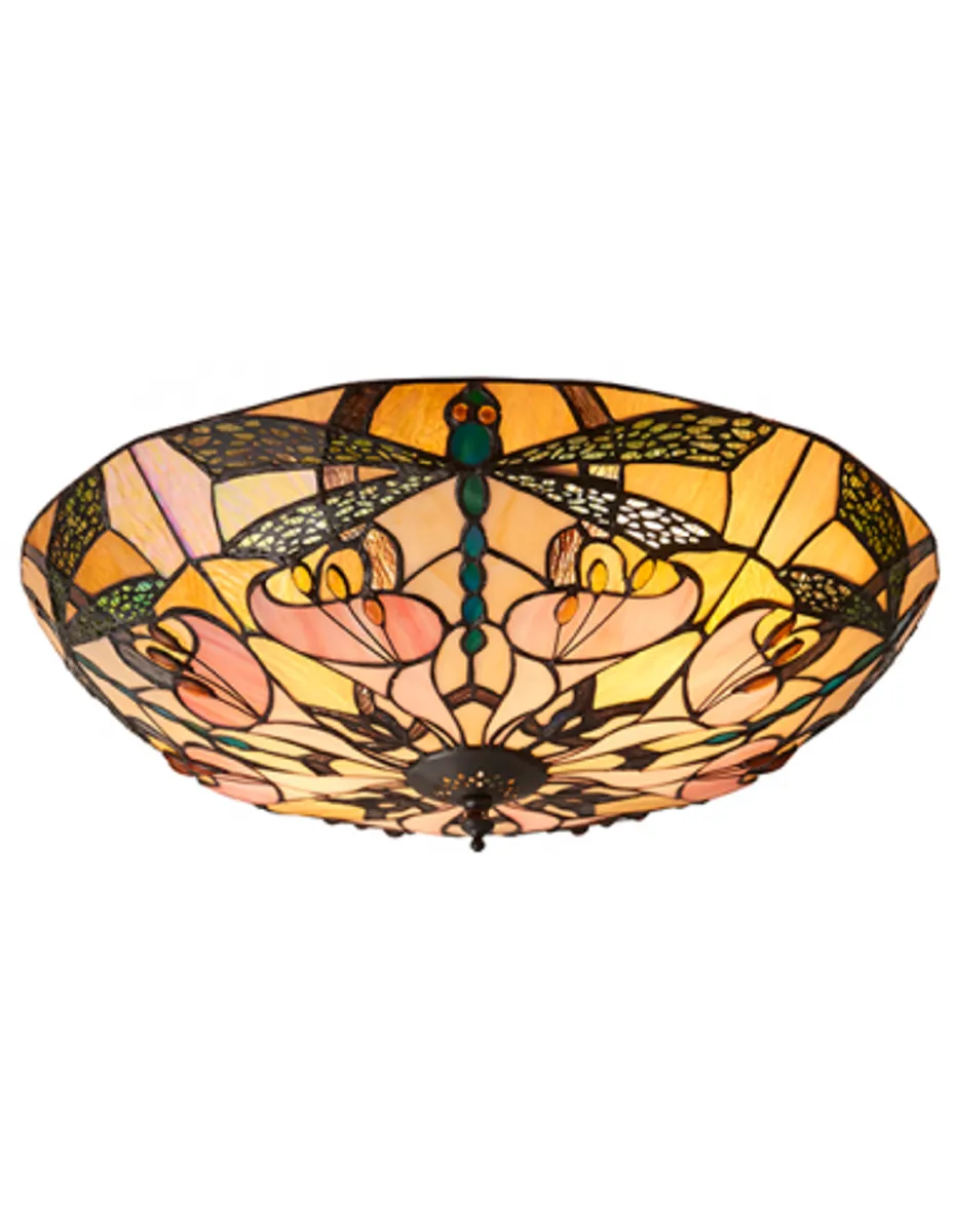 Tiffany Ashton Plafond i stål og glas Ø45 cm 2 x E27 - Antik bronze/Multi