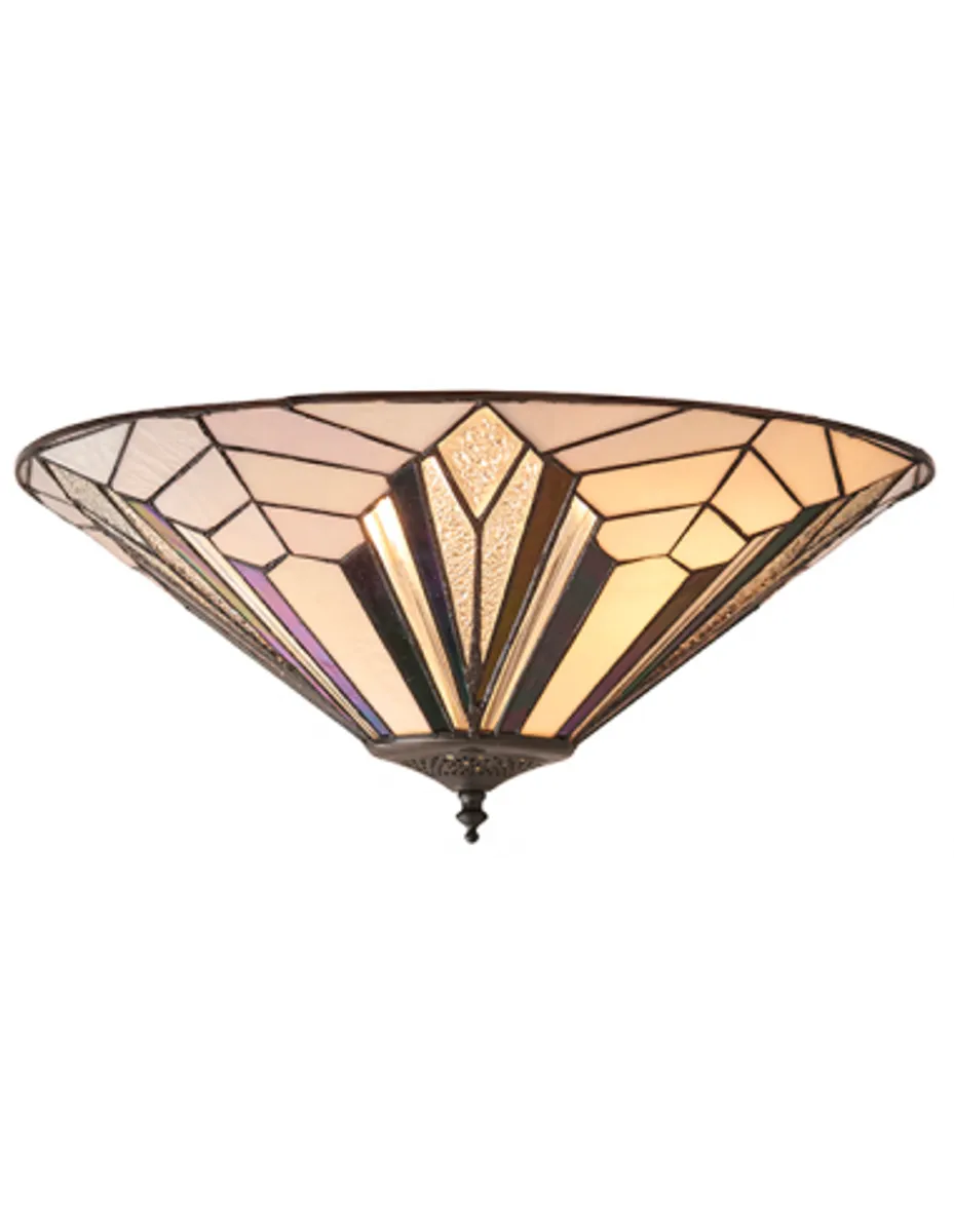 Tiffany Astoria Plafond i stål og glas Ø48 cm 2 x E27 - Antik bronze/Multi