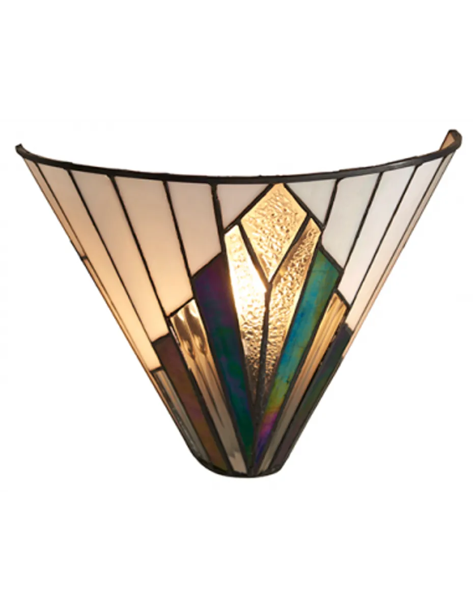 Tiffany Astoria Væglampe i stål og glas B30 cm 1 x E14 - Antik bronze/Multi