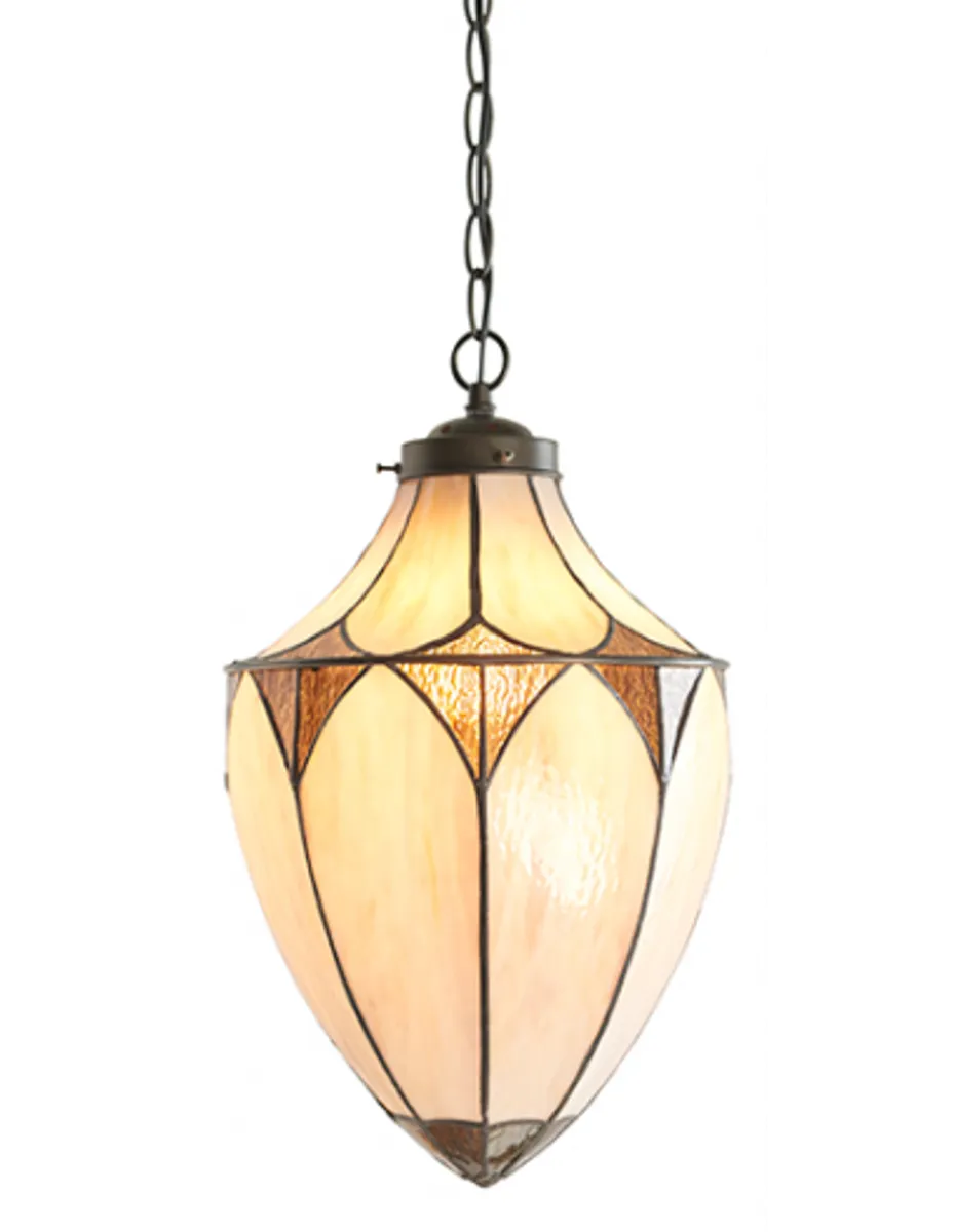 Tiffany Brooklyn Loftlampe i stål og glas Ø25 cm 1 x E27 - Antik bronze/Multi