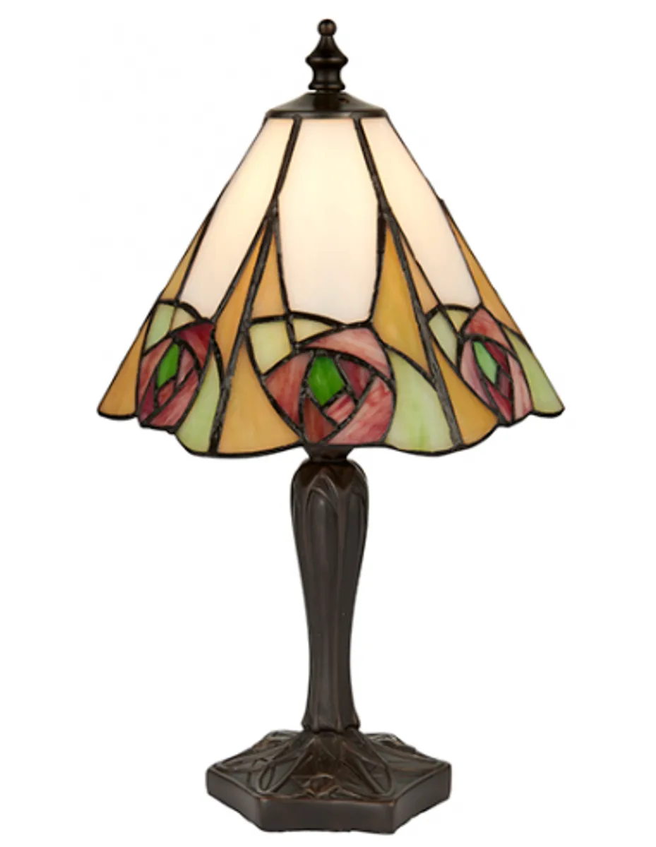 Tiffany Ingram Bordlampe i polyresin og glas H33 cm 1 x E14 - Antik bronze/Multi