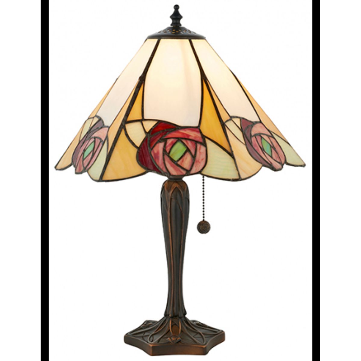 Tiffany Ingram Bordlampe i polyresin og glas H48 cm 1 x E27 - Antik bronze/Multi