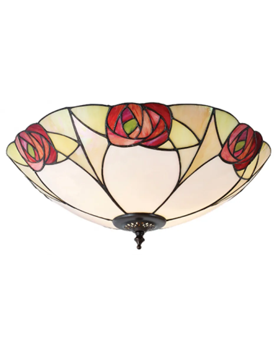 Tiffany Ingram Plafond i stål og glas Ø45 cm 2 x E27 - Antik bronze/Multi