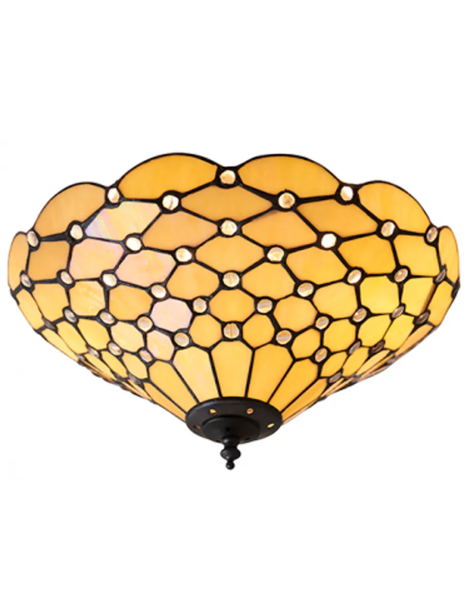 Tiffany Pearl Plafond i stål og glas Ø37 cm 2 x E27 - Antik bronze/Multi