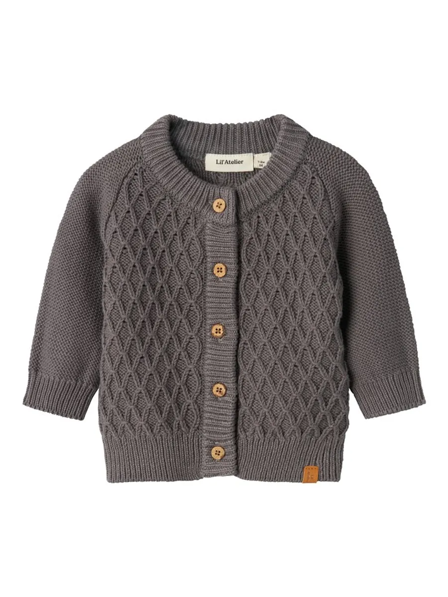 Tobie langærmet strik cardigan - PEWTER - 68