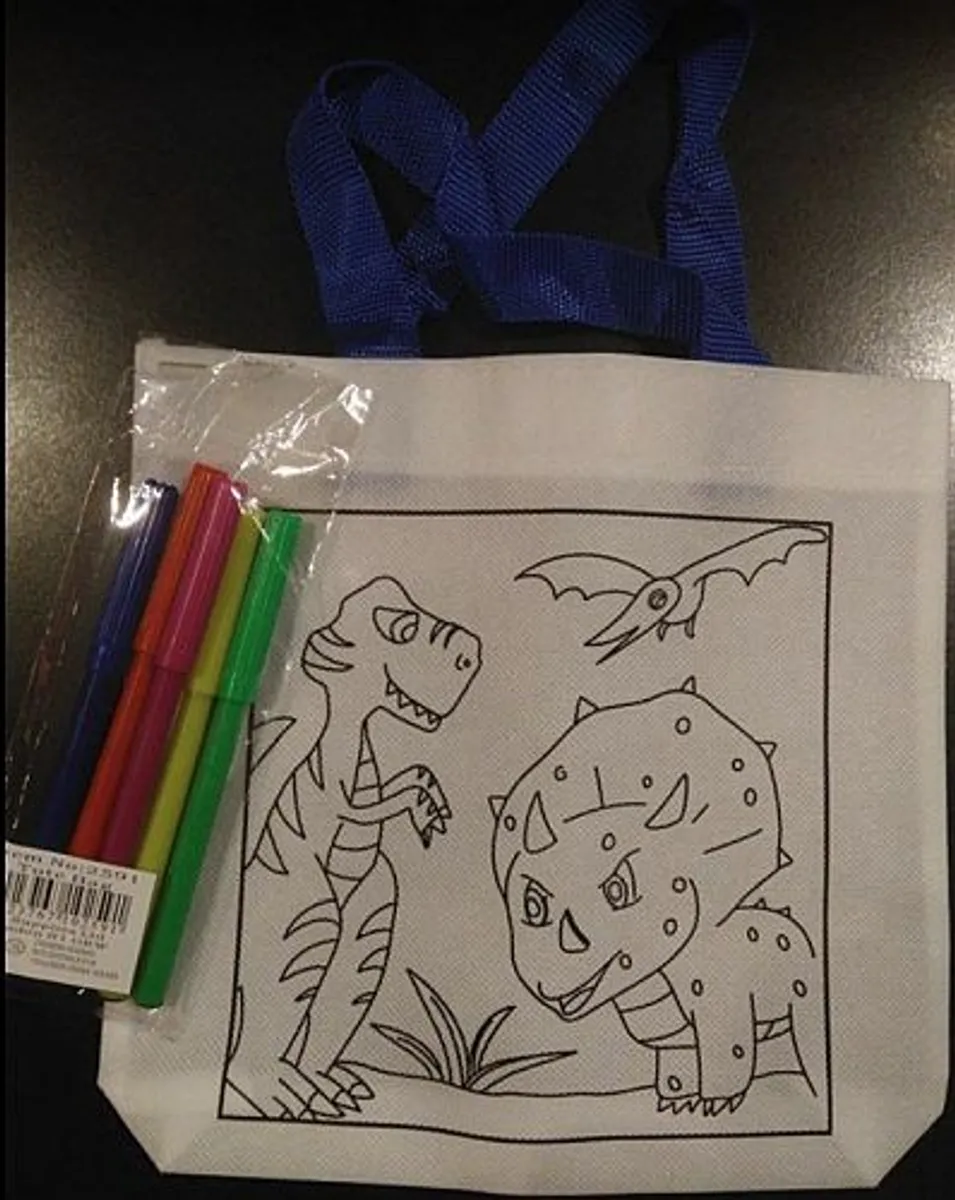 Tote Bags With Markers - Dinosaur *Crazy tilbud*