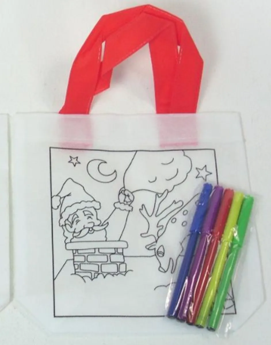 Tote Bags With Markers - Xmas: Santa Claus *Crazy tilbud*