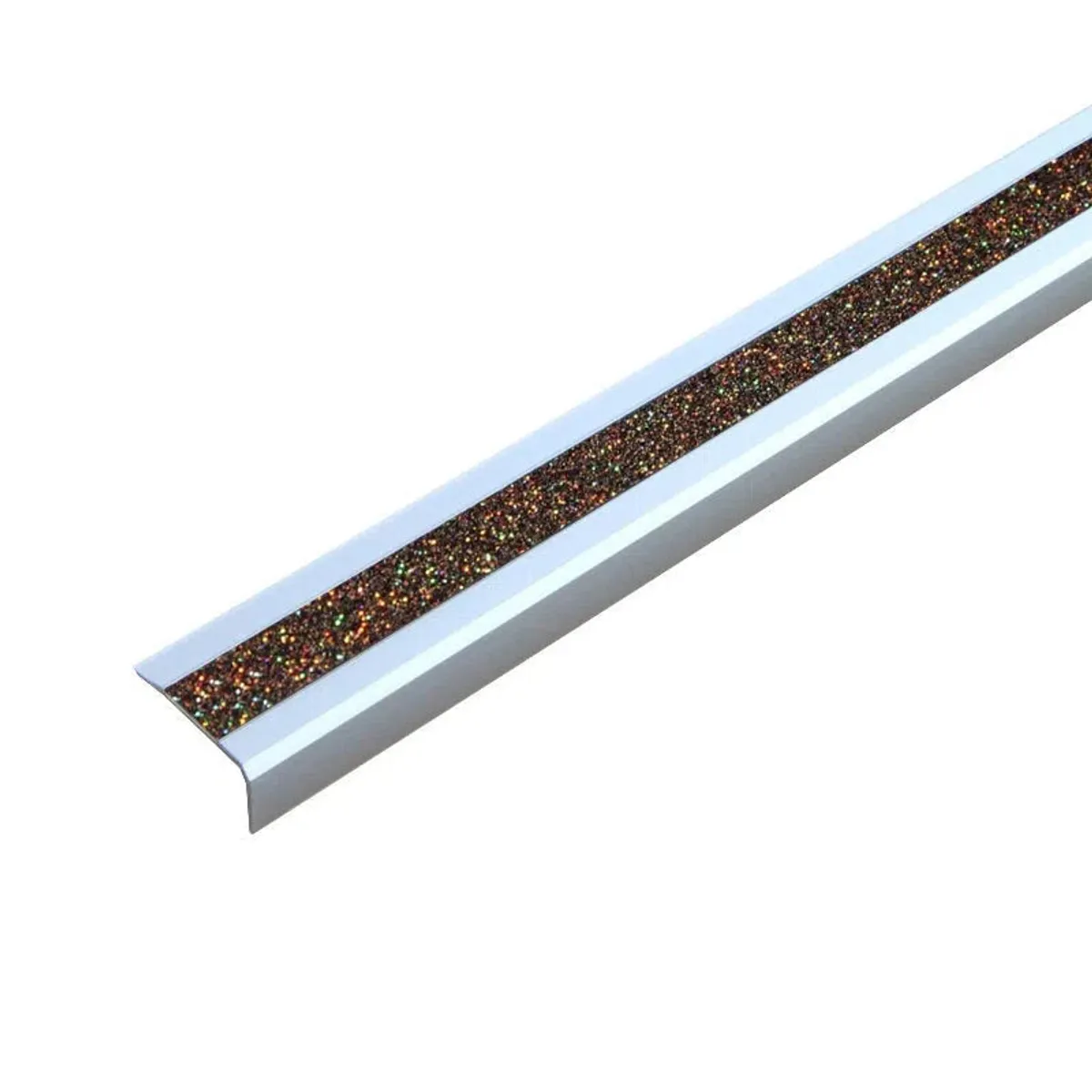 Trappe Kantprofil Aluminium, Skridsikker, Glittergrip - Sort m. Guld glimmer / Selvklæbende / 53x800x31mm