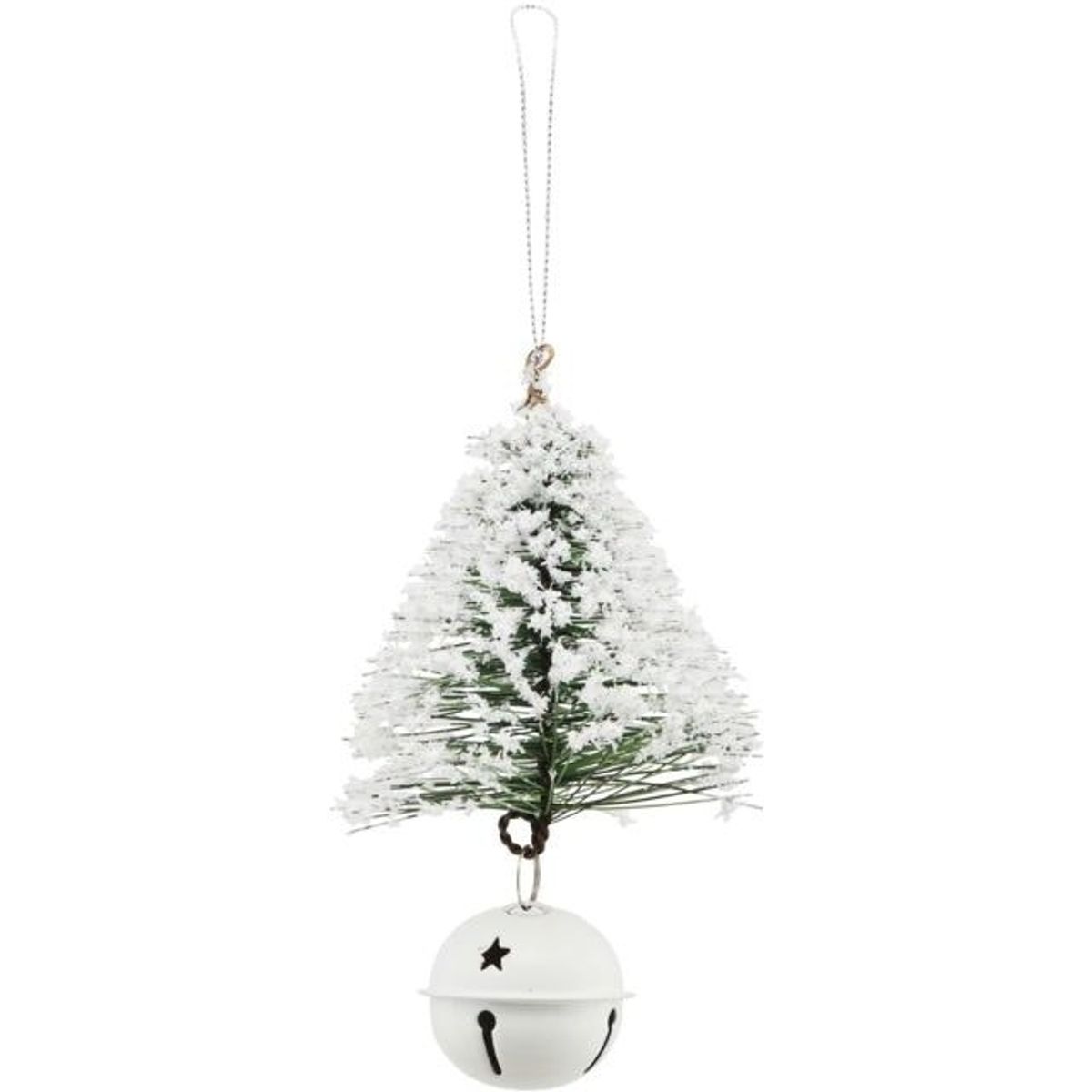 Tree & bell, Ornament, hvid, H8x8x13 cm