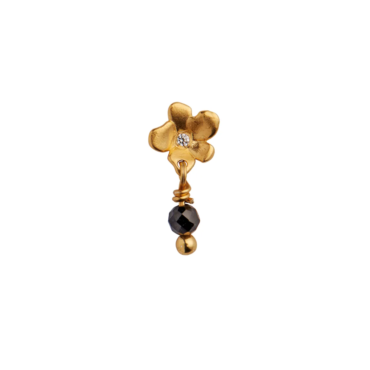 Tres Petit Garden Flower Earring w. Black Spinel