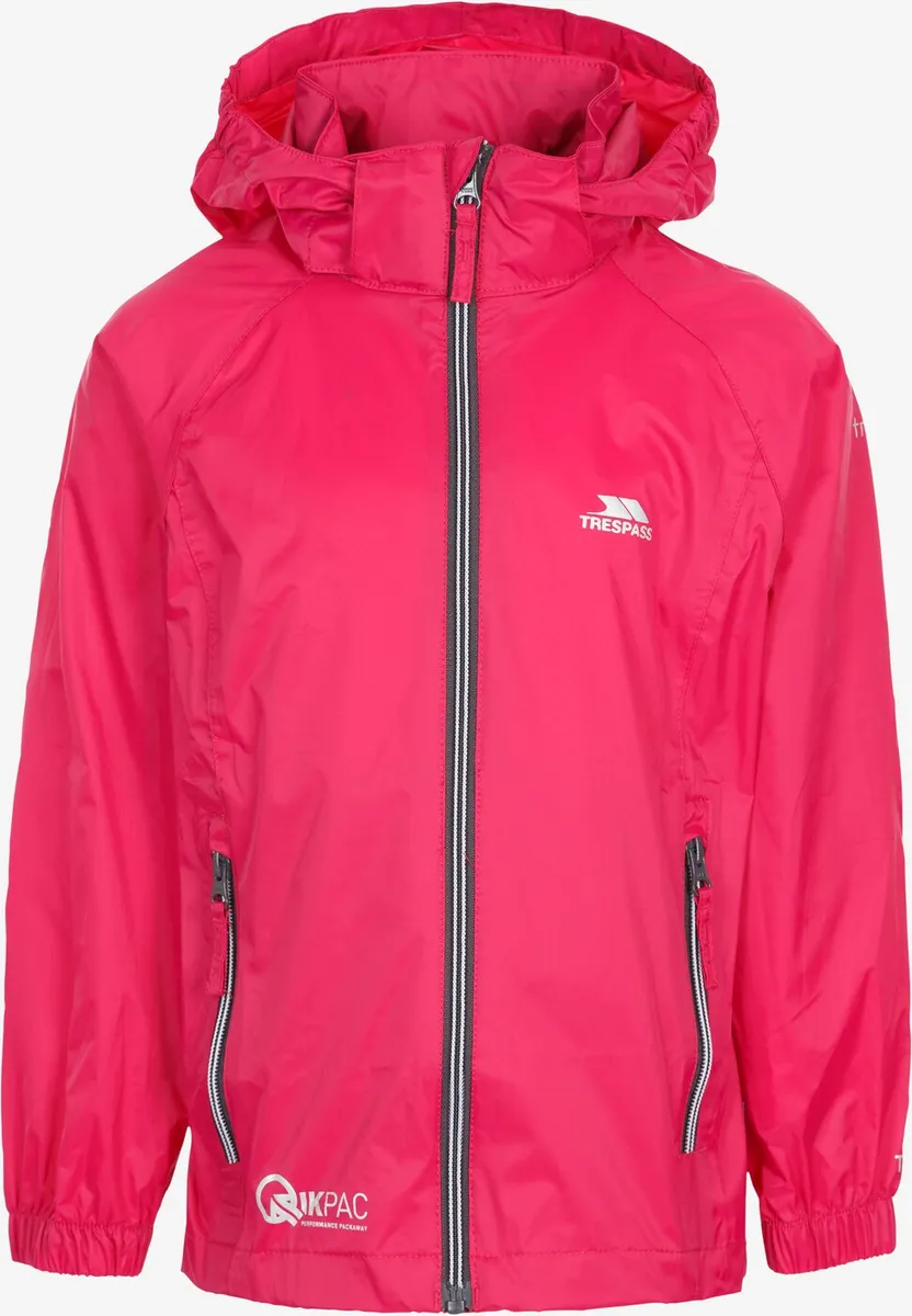 Trespass - Qikpac X Kids regnjakke (Pink) - 2-3 år