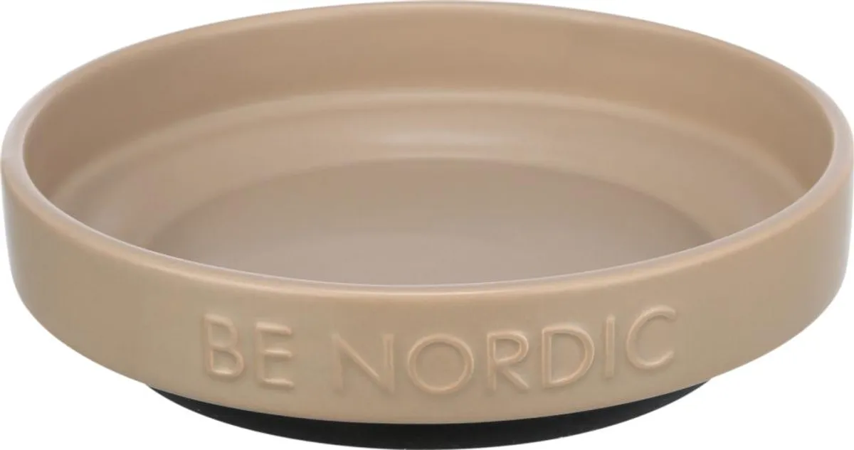 Trixie - BE NORDIC bowl, flat, ceramic/rubber ring, 0.3L/ø16cm, taupe