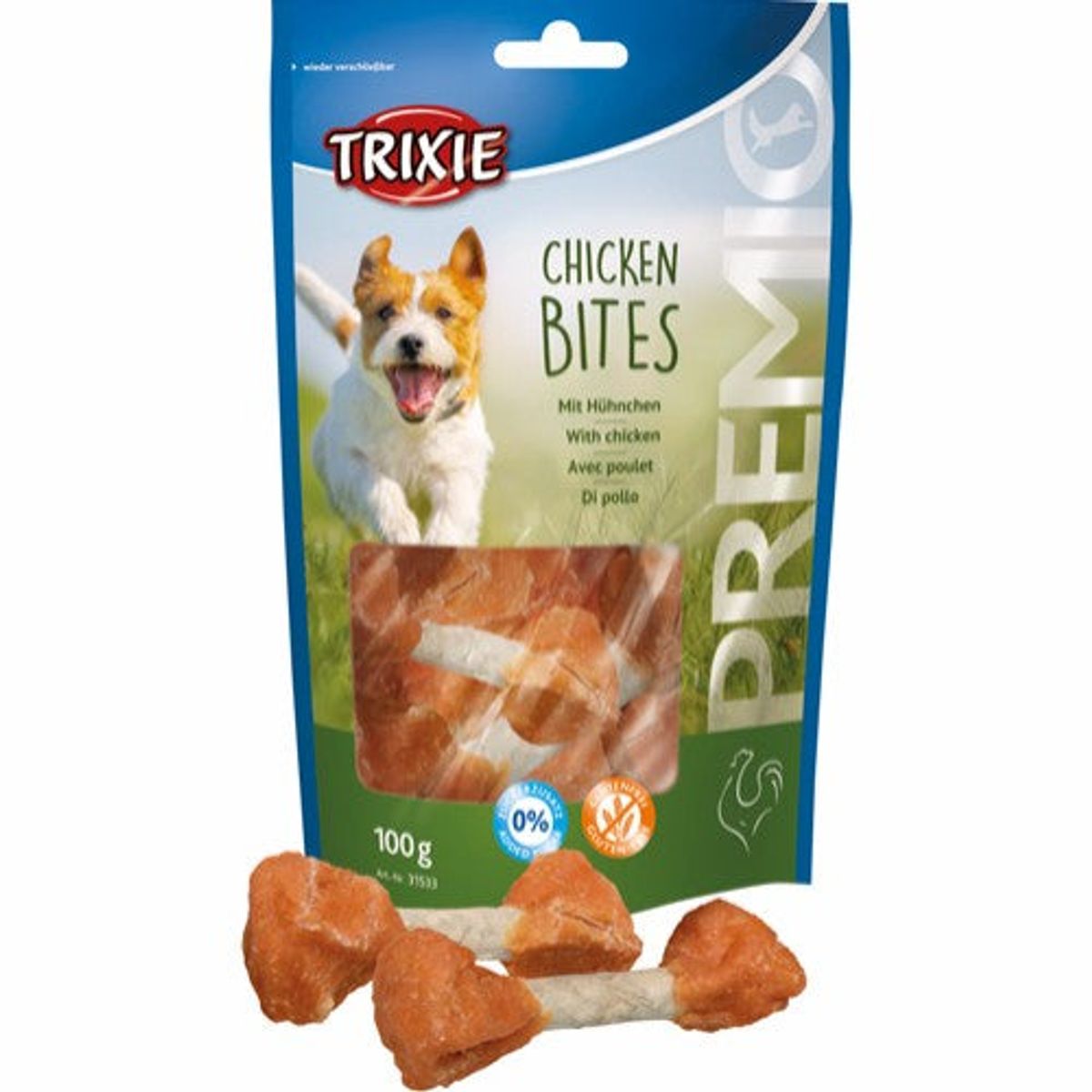 Trixie premio chicken bites 100g, Glutenfri, Sukkerfri