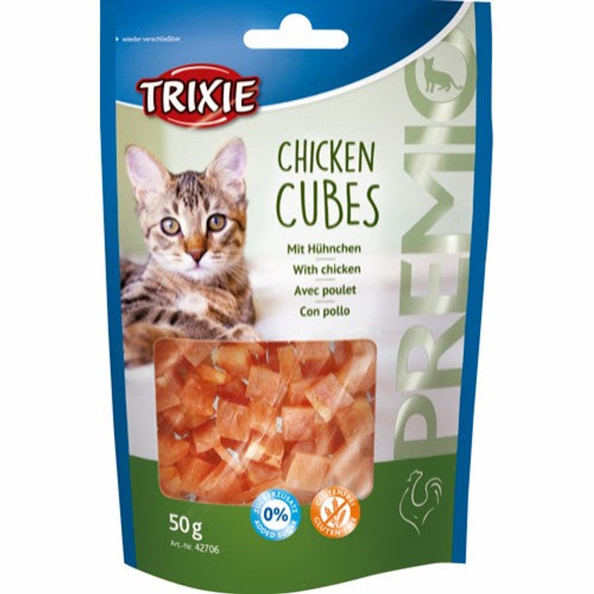 Trixie premio cubes, kylling 50g kattegodbid