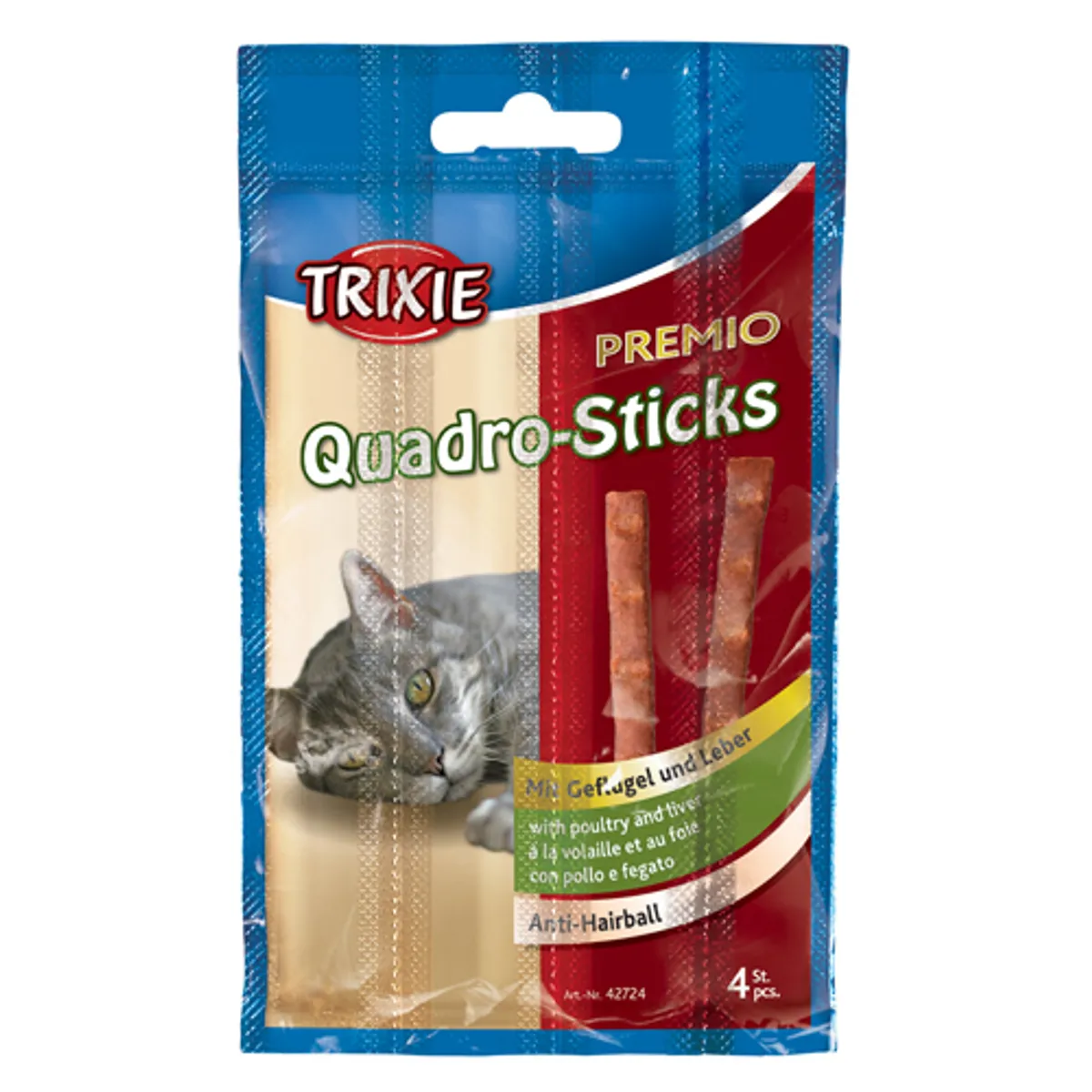 Trixie Premio Katte Snack Godbidder Stænger - Med Kylling og Lever - 4×5g - 95% Kød