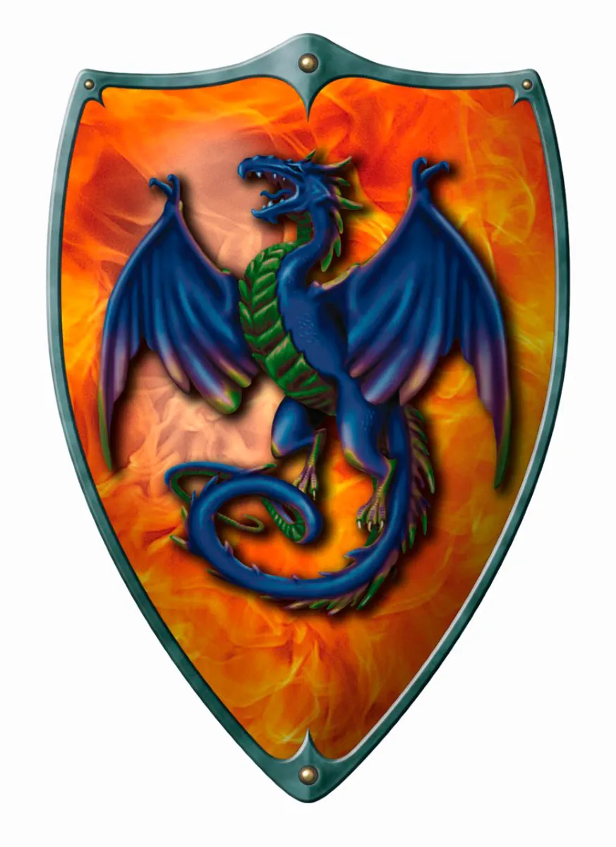 Træskjold til børn ''Fire Dragon'' 49 x 32 cm