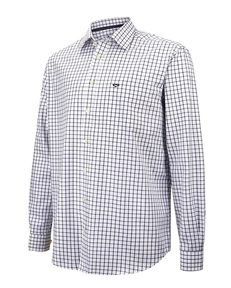 Turnberry twill skjorte, hvid/marineblå tern - 3XL