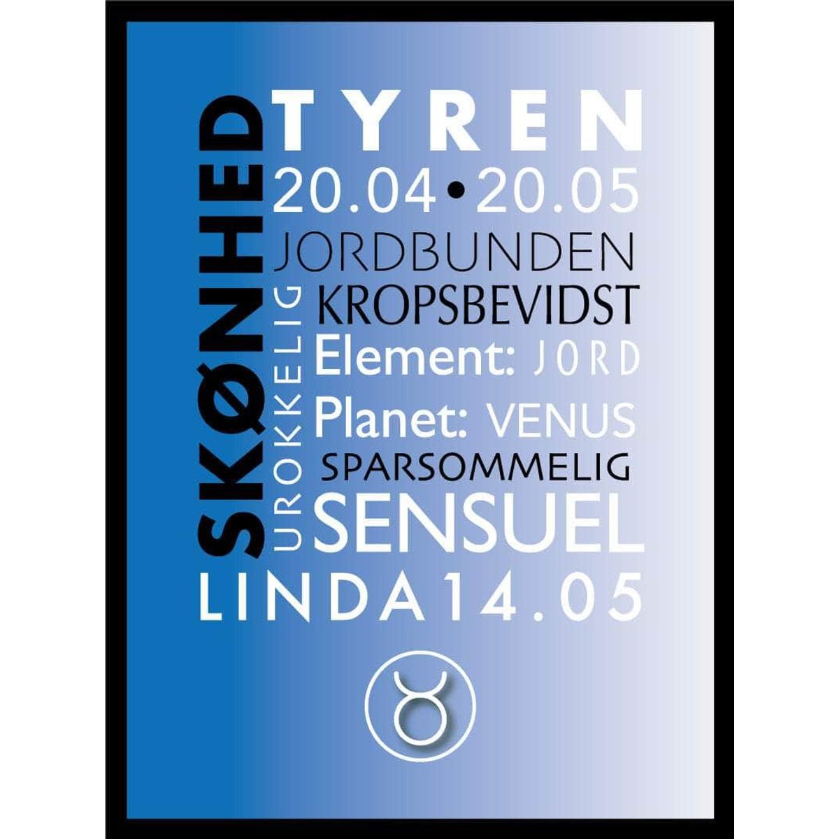 Tyren stjernetegn med tekst plakat