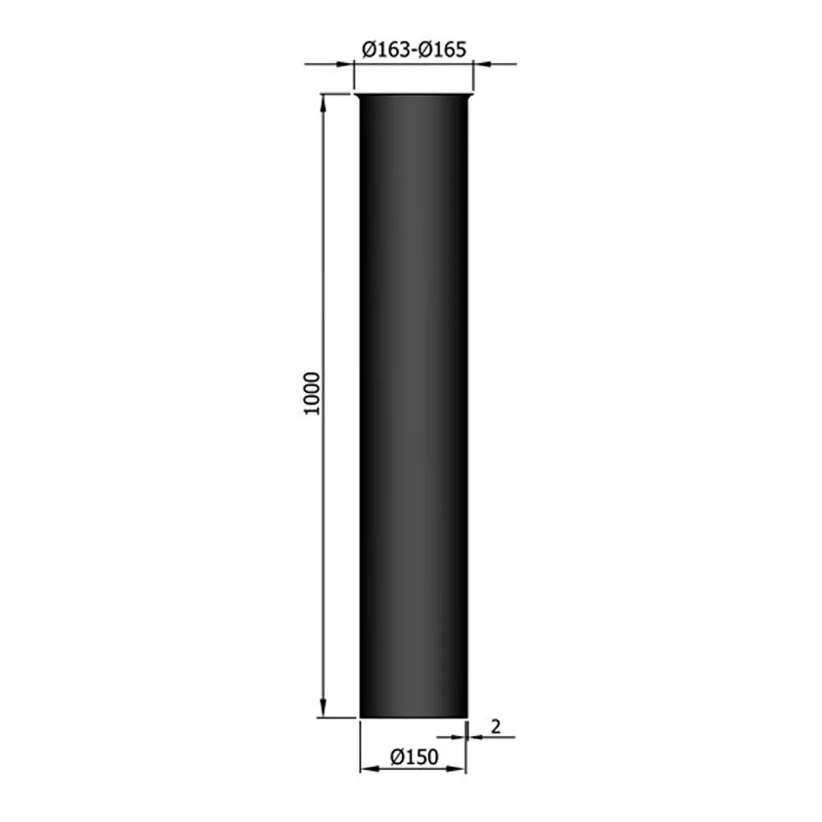 Uisoleret Startrør Ø150 1000-2000 mm