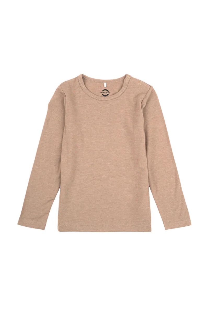 Uld/Bamboo Top Langærmet - WARM TAUPE - 62