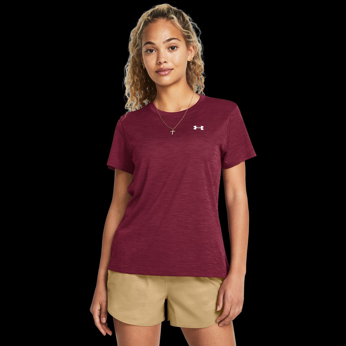 Under Armour Kvinder - Tech Textured Shortsleeve - Cardinal Red M