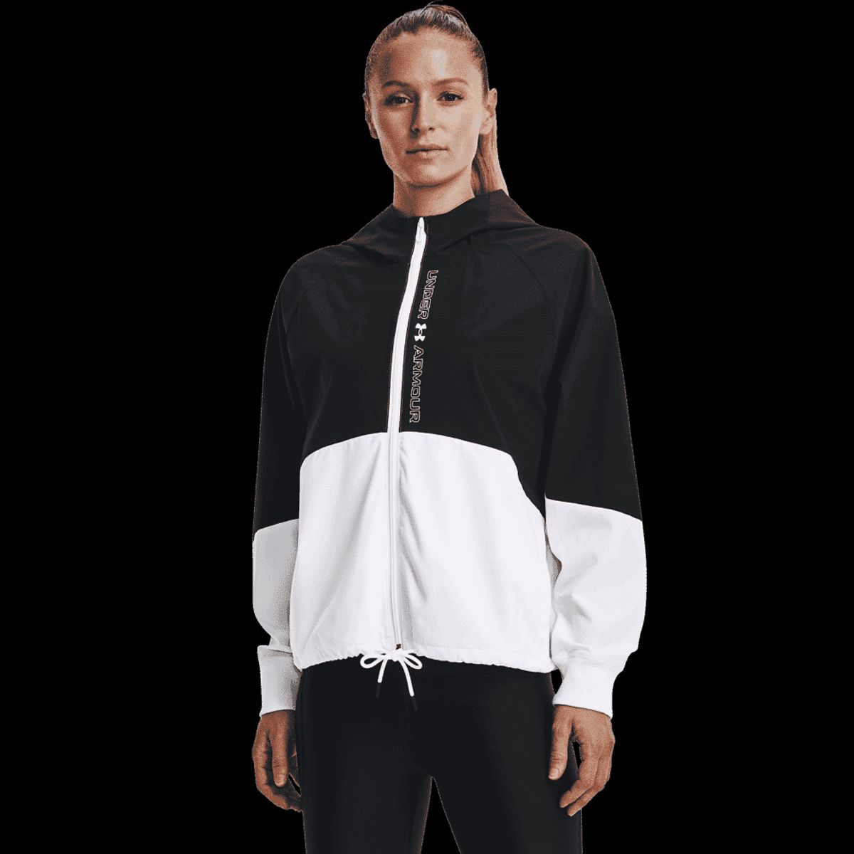 Under Armour Kvinder - Woven Full-zip Jacket - Black / White XS