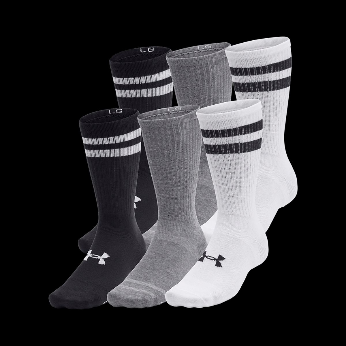 Under Armour Sokker - Essentials 6-Pack Crew Socks - White / Black L