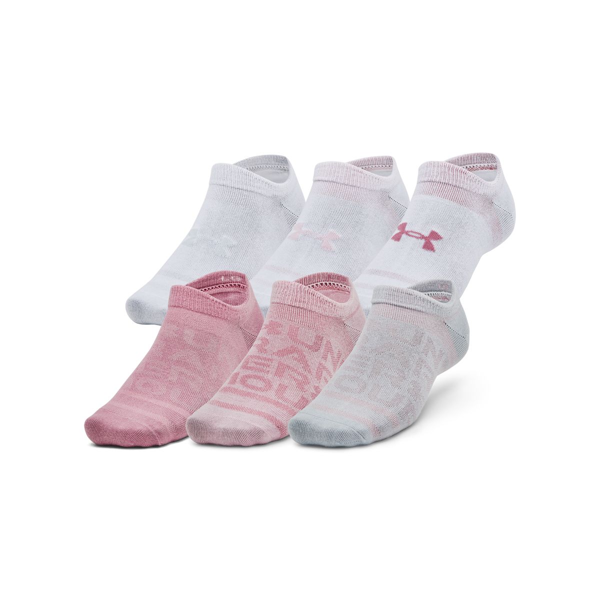 Under Armour Unisex Essential No show socks - 6 pack - Pink Elixir L