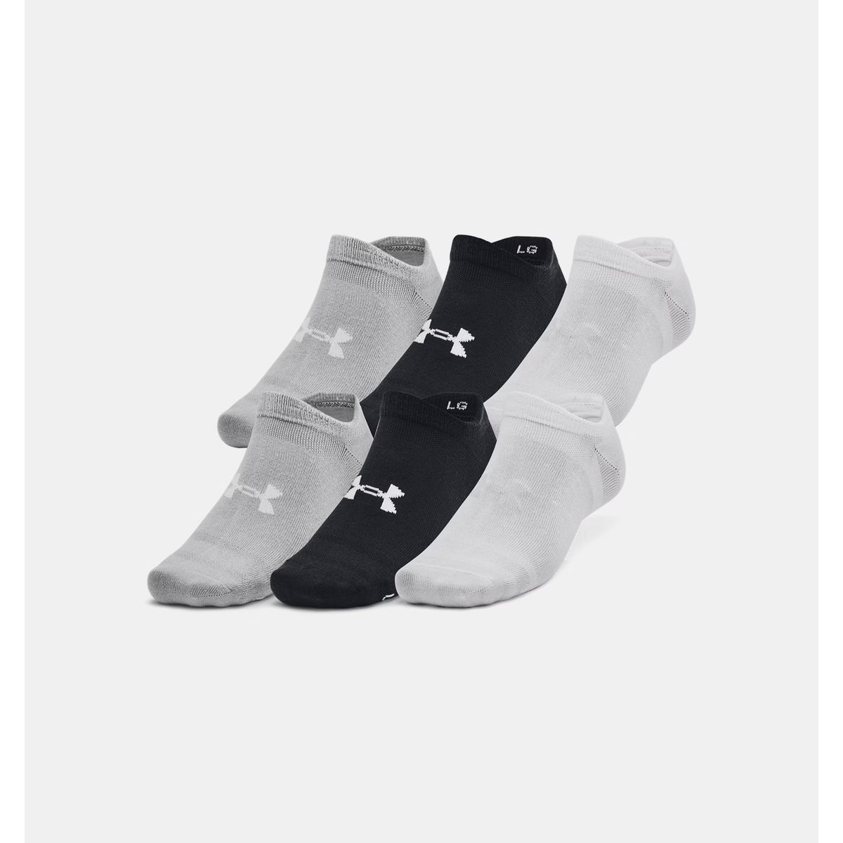 Under Armour Unisex Essential No show socks - 6 pack - Tricolour L